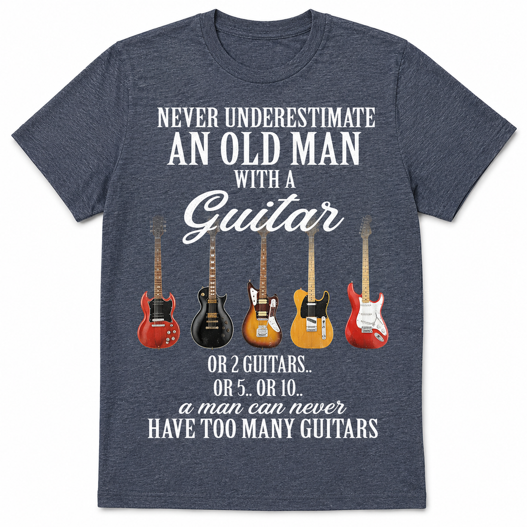 Never Underestimate An Old Man With A Guitar T-Shirt (M)