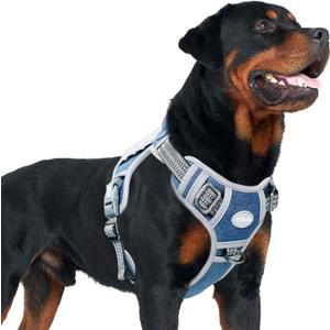 AUROTH Tactical Dog Harness for Small Medium Large Dogs No Pull Adjustable Pet Harness Reflective K9 Working Training Easy Control Pet Vest Military Service Dog Harnesses (L, Denim Blue) (L(Neck:18-29",Chest:24-37"),45-80 lbs)