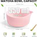 Pink Traditional Matcha Set Whisk and Bowl, 8 Pcs Matcha Making Kit Includes Ceramic Bowl with Spout, Bamboo Whisk, Holder, Scoop, Sifter, Tea Towel Cloth and Mat-Ceremonial Matcha Starter Kit Gift