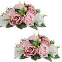 NUPTIO Flower Ball Arrangement Bouquet - 2 Pcs 9.5 inch Diameter Dusty Rose Fake Flowers Roses Balls for Centerpieces Tables - Artificial Rose Arrangements for Wedding Centerpiece Table Decorations