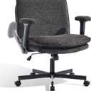 Criss Cross Chair with Flip-Up Arms and Lockable Wheels, Plush Fabric Cross Legged Office Desk Chair,Wider 125Tilting Adjustable Swivel Computer Chair for Home, Apartment, Bedroom,Black