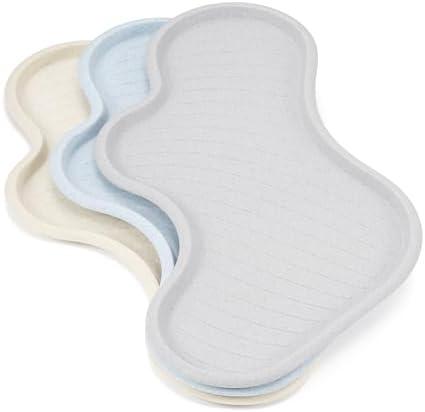 Li&Zhao Plastic Serving Trays - 3 PCS Restaurant Lunch Tray Large Plastic Cafeteria Trays for Serving Food for Party, Picnic, Holidays(3 Colors)