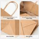 100 Pack 5.8x3.2x8.25 Inch Brown Kraft Paper Gift Bags with Handles - Bulk Small Plain Natural Bags for Birthday Party Favors, Grocery, Retail Shopping, Wedding, Craft, Goody, Takeouts, and Business