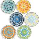 Dinner Plates Set of 6, 8 Inch Scratch Resistant Ceramic Plates, Dishwasher and Microwave Safe, Pasta Plate, Salad Plate, for Main Course, Multicolor