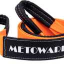 METOWARE Tree Saver Tow Strap 3'' 8ft Recovery Strap, Heavy Duty Tow Straps with 35,000 lb Capacity, Triple Reinforced Loop Straps, Emergency Off Road Towing Rope, Extreme Water-Resistant (Orange)