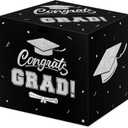 2 x Graduation Decorations 2026 Card Box, Black Silver Congrats Grad Paper Gift Crad Boxes Holder for Class of 2026 Graduation Party Decoration Supplies Table Decor Favors Props Decor, 9 x 9 x 9 inches