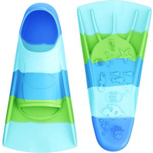 Gintenco Swim Fins, Kids Swim Training Fins for Lap Swimming, Travel Size Flippers with Mesh Bag, Silicone Swimming Fins for Kids Teens Adults Women Men