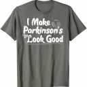 Gift for Parkinson Disease Patients Gray Awareness Ribbon T-Shirt, Grey, L