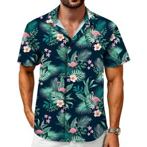 Hawaiian Shirt for Men Tropical Shirts Summer Beach Button Down Short Sleeve Luau Aloha Floral Cruise Vacation Outfit 2026