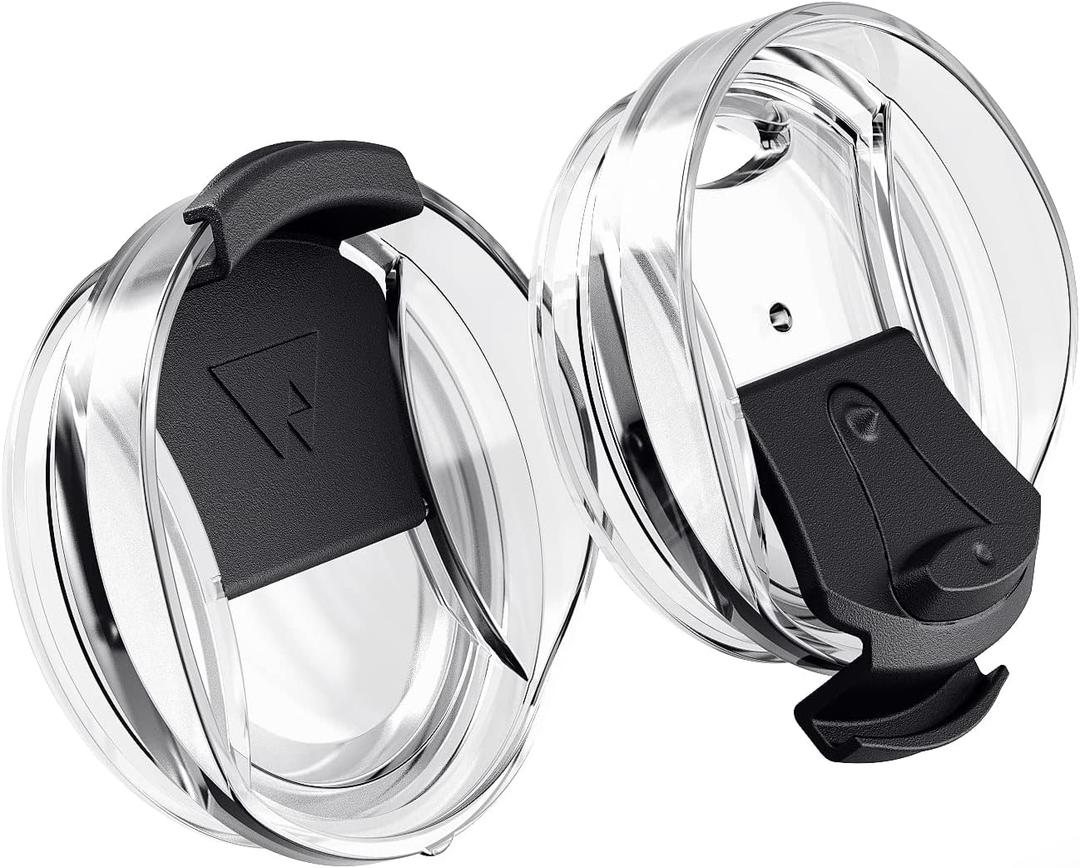 dscvr 2 Pcs Tumbler Replacement Lid Spill Proof, Shatter Resistant, Perfect Fit Lids Compatible with YETI Rambler, Ozark Trails,Fits Inside Diameter of 3.75 inch Tumbler (30 oz., Black)