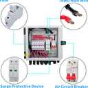 PV Combiner Box, 6 String Solar Combiner Box with 15A Rated Current Fuse, Surge Protective Device and 63A Air Circuit Breaker for On/Off Grid Solar Panel System, Pre-Wired Cable, Metal Box