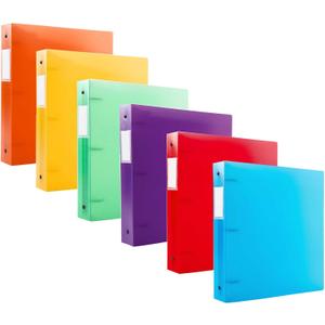 Filexec 50003-6492 6492, 1" Frosted Ring Binder, Set of 6, 6 Assorted Colors, Blueberry, Strawberry, Grape, Lime, Lemon, Tangerine