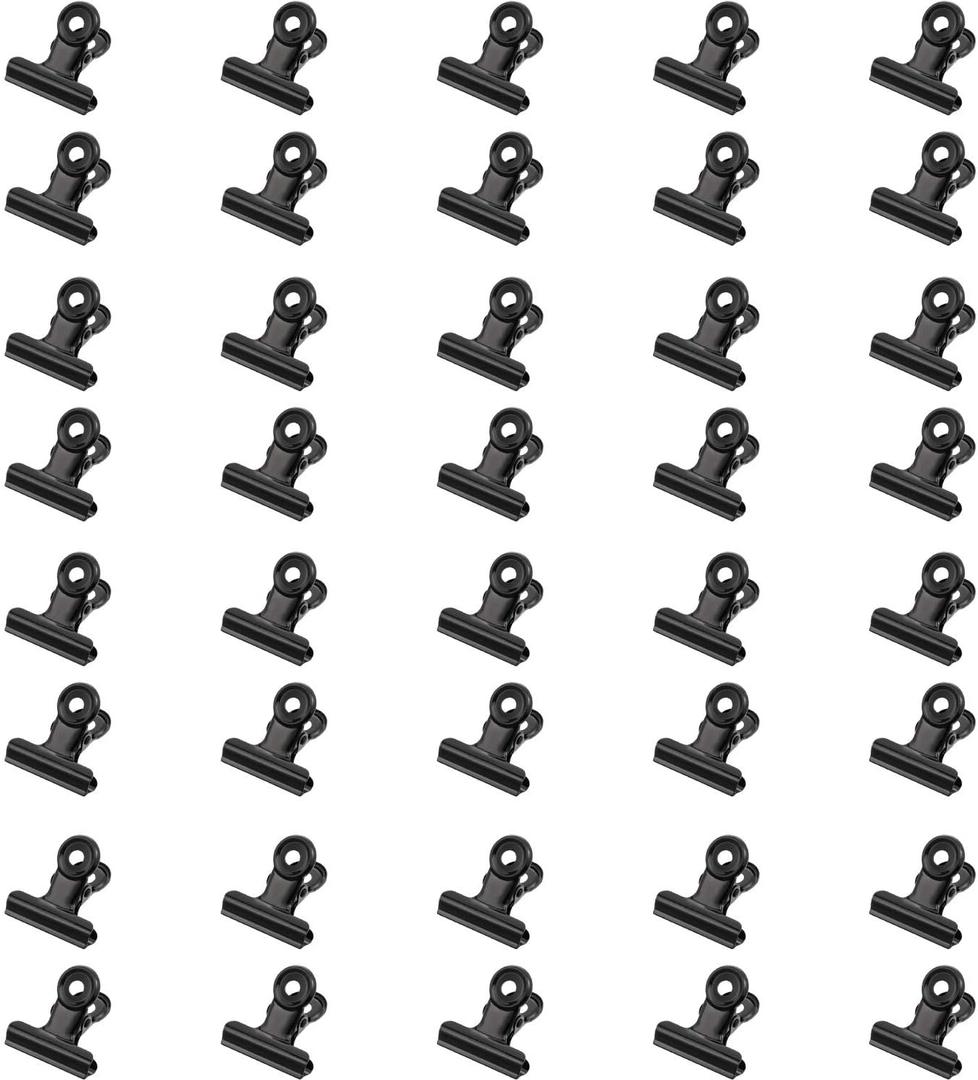 40 Pack Metal Clips 0.87 Inch Small Bull Binder Paper Clips for Picture Photo Crafts Food Bags Home Office Supplies(Black)