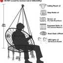 KASHAN Hanging Chair for Bedroom Hammock Chair Swing with Lights and Hardware Kits Holds up to 550Lbs Macrame Swing Chair Hanging Cotton Rope for Patio, Deck, Garden - Cushion Not Included