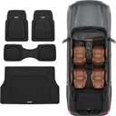 Motor Trend FlexTough 4-Piece Heavy Duty Floor Mats for Cars Trucks SUVs, Automotive Floor Mats Car Mats Full Set Front, Rear & Cargo, Trim-To-Fit Semi-Custom Deep Dish All Weather Rubber Mats - Black