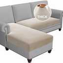 H.VERSAILTEX Fleece 2 Piece Sectional Couch Covers L Shape Stretch Couch Cushion Covers Thick and Soft Sofa Covers for Sectional Sofa Set Washable (2 Seater + 1 Chaise, Island Fossi)