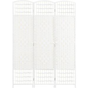 HOMCOM 3 Panel Room Divider, Folding Privacy Screen, 5.6' Room Separator, Wave Fiber Freestanding Partition Wall Divider, White