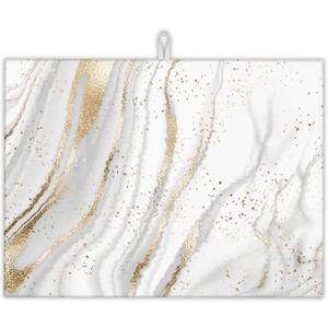 White Gold Marble Dish Drying Mats 18x24 Inch, Dish Pad Drying Rack Mat for Kitchen Counter Ultra Absorbent Microfiber Dishware Coffee Maker Bar Countertop Decor