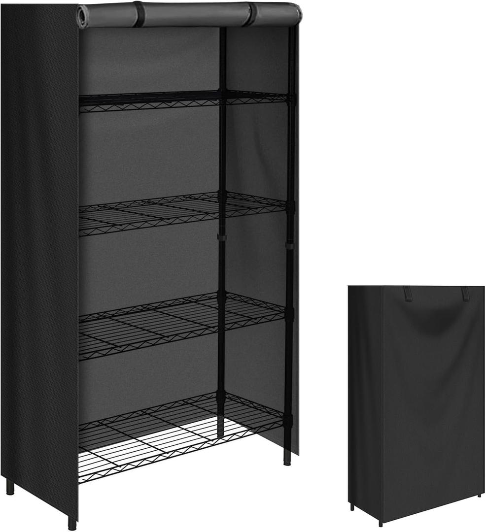 Storage Shelf Cover,Waterproof Shelf Cart Cover Protective Outdoor Indoor Wire Rack Dust Cover with Zipper (36" Wx18 Dx72 H)