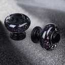 6 Pack Black Cabinet Knobs, 1-3/8 Inch(36mm) Decorative Crystal Dresser Drawer Knobs, Vintage Round Black Knobs and Pulls with Two Different Sizes Screws for Easy Installation