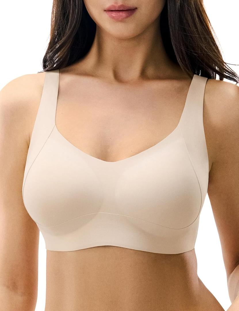 Womens Seamless Wireless Bras Supportive Push Up Bralettes (XL)