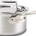 All-Clad D5 5-Ply Brushed Stainless Steel Sauce Pan 1.5 Quart Induction Oven Broiler Safe 600F Pots and Pans, Cookware Silver