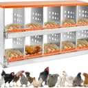 Nesting Boxes for Chickens, 10 Compartment Chicken Nesting Box with Automatic Egg Collection, Chicken Coop Accessories Galvanized Steel, Roll Away Nesting Box for Chickens, Hens, Ducks (Orange)