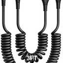 iPhone Charger Cable for Car (3FT/5FT), 2Pack Coiled Lightning Cable, [Apple MFi Certified] Retractable Charging Cord Compatible with iPhone 14/13/12/11 Pro Max/XS MAX/XR/XS/8/iPad/iPod/CarPlay