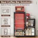 Mini Fridge Stand Coffee Bar Cabinet Station With Small Refrigerator Insert Storage Space, Shelf Organizer For Dorm Microwave To Sit On, Grey Baker Rack With Power Outlet, Big Table To Go Over Fridge, 15.7"D x 40.5"W x 48.8"H