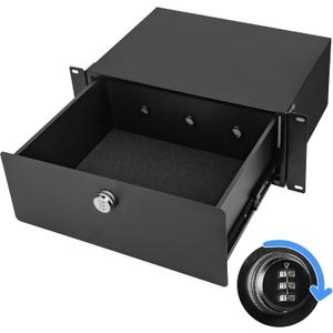 Eastrexon 4U Rack Drawer, Server Rack Mount Drawer w/Combination Lock, Foam Pad and Smooth Rails, Powder Coated, Suitable for Most 19" Server/AV/DJ/Network Equipment Racks, Enclosures and Cabinets