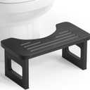 AmazerBath Bamboo Toilet Stool, Foldable Squat Potty Stool for Adults, Non-Slip Poop Stools for Bathroom, 0.59" Thickness Potty Step Stool, Foot Pooping Steps, 6.8" Black