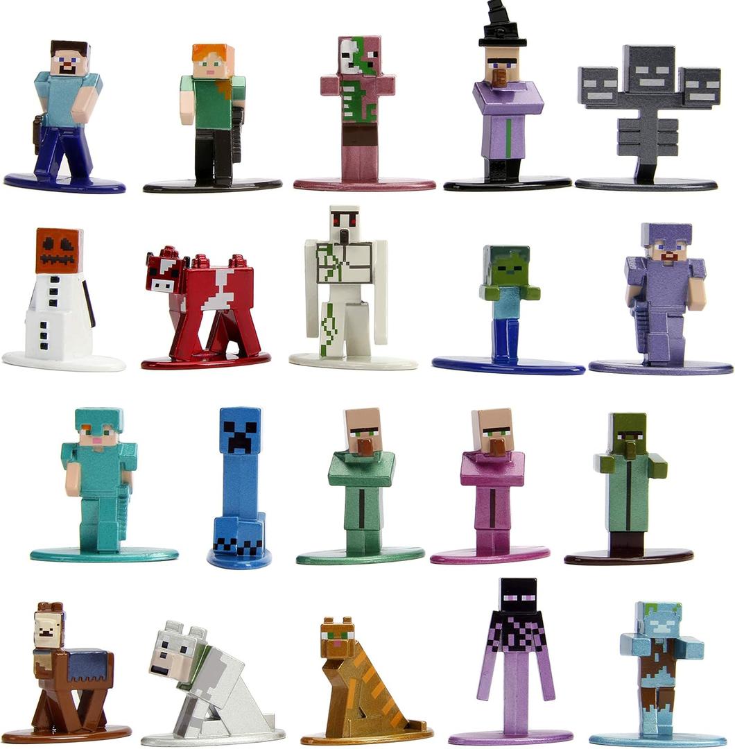Jada Toys Minecraft 1.65" Die-cast Metal Collectible Figurine 20-Pack Wave 2, Toys for Kids and Adults, Multi (30770)