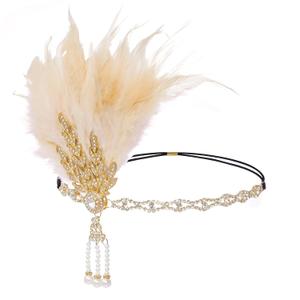 choyaxo Flapper Headband Roaring 20s Headpiece Flapper Headpiece Feather Headband for Women (Yellow)