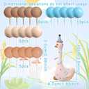 2 x One Silly Goose Cake Topper,Little Goose Cake Topper One Silly Goose Birthday Decor Goose Party Decorations 1st Birthday Supplies(Blue Theme)