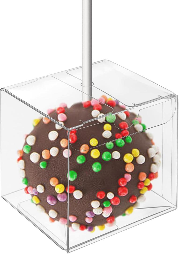Vowcarol Cake Pop Boxes 50 Pack Single Cake- Pop- Box With Hole 2" x 2" x 2" Small Gift Boxes Candy Boxes Mini Plastic Boxes Treat Boxes