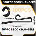 DoubleFill 100pcs Plastic Sock Hangers, 3.5 Inch Sock Display Hooks Long Non Slip Hangers Retail Socking Hanger Clip for Boutiques, Thrift Shops, Garage Sales and Vendor Shows, Black