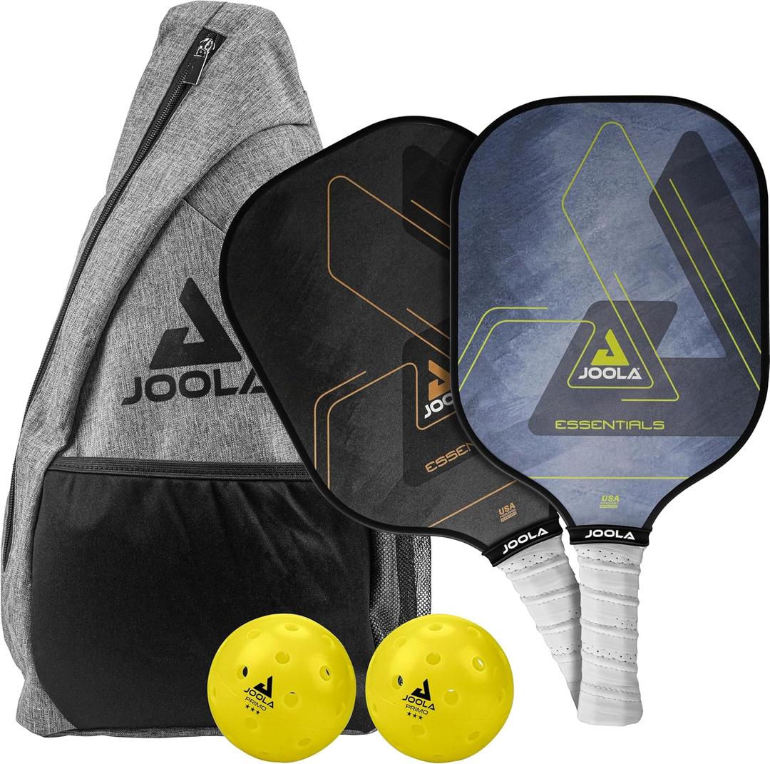 JOOLA Pickleball Paddles & Sets  Agassi Shape or Essentials  Fiberglass or Carbon Fiber Surface  UPA-A & USAP Approved  Single Paddle or Pickleball Set with Balls & Bag  Enhanced Spin & Control