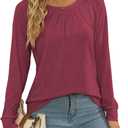 JomeDesign Womens Tops Long Sleeve Crew Neck Shirts Loose Casual Blouse Fall Clothes (S)