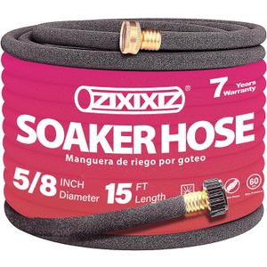 15FT 5/8-Inch Soaker Hose, Flexible with Solid Brass Connector, Leak-Resistant Watering System for Gardens & Vegetable Beds