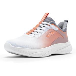 FitVille Extra Wide Shoes for Women, Hands Free Slip On Sneakers Lightweight Wide Walking Shoes Arch Support Comfortable Orthopedic Shoe for Standing All Day - ZephyrLite V4 (Orange/White)