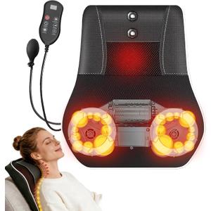 Back and Neck Massager with Heat, Deep Tissue Shiatsu Massage Pillow | 3D Kneading Massage, 20 Massage Heads for Neck, Shoulders, Back, Waist and Legs, Ideal Gift for Men Women, Home or Office Use