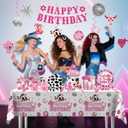 Cowgirl Birthday Party Decorations Pink Western Girl Banner Cake Decorations Disco Cowgirl Plates and Napkins Set for Rodeo Hot Pink Let's Go Girls Party Supplies