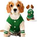 Dog Varsity Sweaters for Dogs, Brushed Fleece Dog Sweater Baseball Jacket Pet Clothes with Bear Embroidery, Soft Warm Sweatshirt Clothes for Puppy Large (8-12lbs), Green)