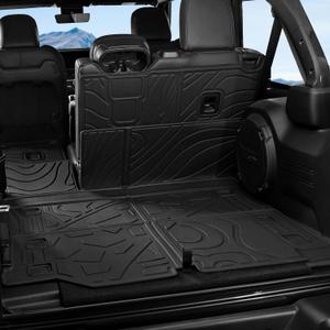 Cargo Mat Backrest Mats for Jeep Wrangler JL 2018-2025 2026 Unlimited 4-Door (Not fit JK/4XE/2-Door), All Weather TPE Cargo Liner Trunk Mat Accessories (Cargo Mat with Backrest Mat)