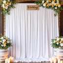 10FTx12FT White Wrinkle-Free Wedding Backdrop Curtain -Silky Washable White Polyester Drapes for Baby Showers, Birthday Parties, Photography, and Wedding Receptions-2 Panels 5FTx12FT (W5' x H12'(2 panels))