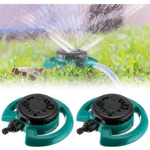 2 Pcs Multipurpose Lawn Sprinkler 8 Pattern Reliable Water Sprinkler Lightweight Yard Sprinkler for Watering Small Areas, Lawns, Plant Irrigation, Garden and Playing, Dark Green