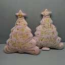 Lanpn Christmas Tree Pillows Set of 2, Merry Christmas Decoration Winter Throw Pillows Soft Cute 3D Shaped Xmas Tree Throw Cushion for Sofa Living Room Bedroom Xmas Decor (16x21 inch, Pink)