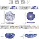 Selamica Ceramic Plates and Bowls Sets,24 Pieces Dinnerware Sets for 6,Scratch Resistant Dish Set for holiday gathering, Dishwasher & Microwave Safe, Vintage Blue