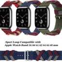 2 x VUTOT Compatible with Apple Watch Band 38mm 40mm 41mm 42mm 44mm 45mm 49mm for Women Men, Soft Braided Polyamide Yarn Wristband Adjustable Sport Strap for iWatch Series 9 Ultra SE 8 7 6 5 4 3 2 1 (Black)