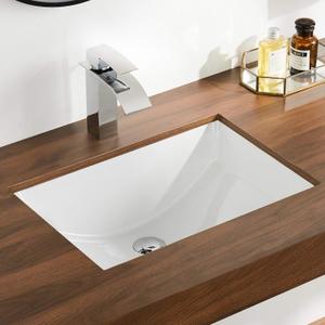 DeerValley DV-1U101 Ally Undermount Bathroom Sink Rectangular, 21'' x 14.72'' Vessel Sink Undermount Bathroom Sink White Ceramic Lavatory Vanity Vessel Sink with Overflow